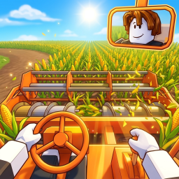 A view of the corn field in Harvest It All where the truck and harvesting equipment are used